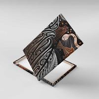 Aotearoa Maori - Australia Indigenous Canvas Wall Art Koiri Whakairo Mix Aboriginal Art LT7 With Frame Brown - Polynesian Pride