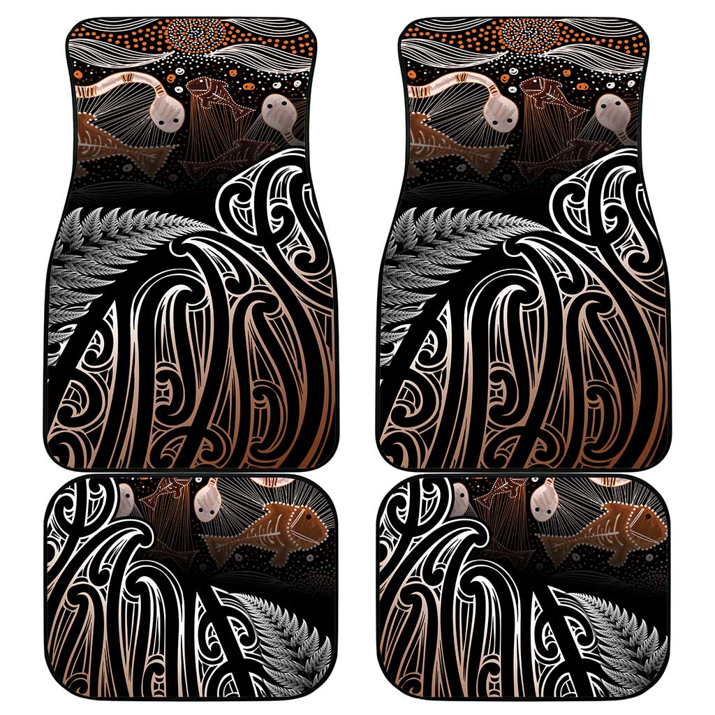 Aotearoa Maori - Australia Indigenous Car Mats Koiri Whakairo Mix Aboriginal Art LT7 - Polynesian Pride