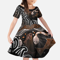 Aotearoa Maori - Australia Indigenous Family Matching Long Sleeve Bodycon Dress and Hawaiian Shirt Koiri Whakairo Mix Aboriginal Art - Polynesian Pride