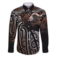 Aotearoa Maori - Australia Indigenous Family Matching Long Sleeve Bodycon Dress and Hawaiian Shirt Koiri Whakairo Mix Aboriginal Art - Polynesian Pride