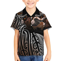 Aotearoa Maori - Australia Indigenous Family Matching Long Sleeve Bodycon Dress and Hawaiian Shirt Koiri Whakairo Mix Aboriginal Art - Polynesian Pride
