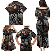 Aotearoa Maori - Australia Indigenous Family Matching Puletasi and Hawaiian Shirt Koiri Whakairo Mix Aboriginal Art - Polynesian Pride