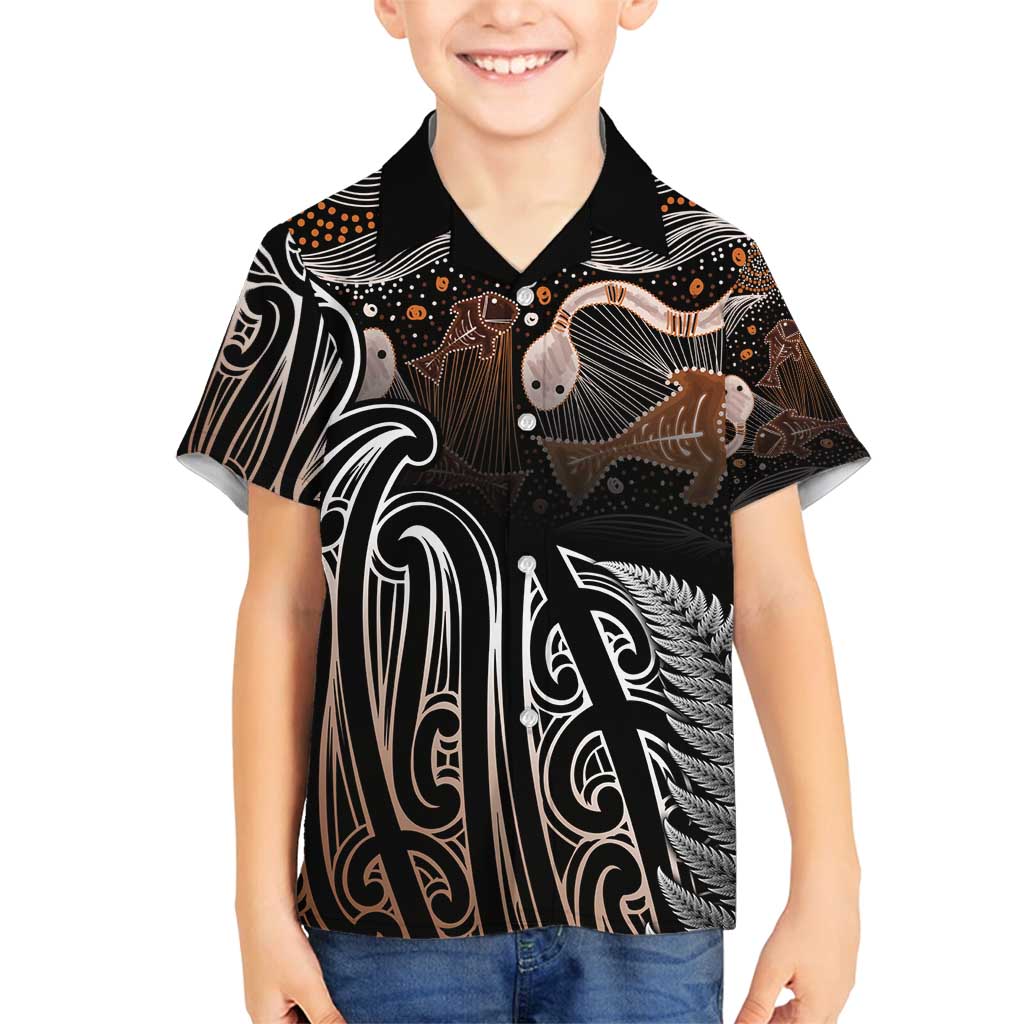Aotearoa Maori - Australia Indigenous Family Matching Puletasi and Hawaiian Shirt Koiri Whakairo Mix Aboriginal Art - Polynesian Pride