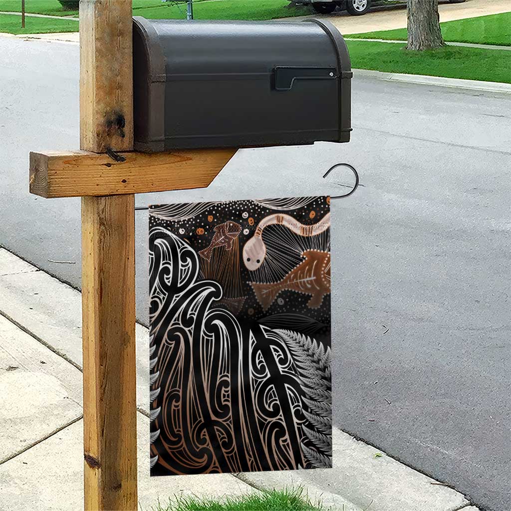 Aotearoa Maori - Australia Indigenous Garden Flag Koiri Whakairo Mix Aboriginal Art - Polynesian Pride