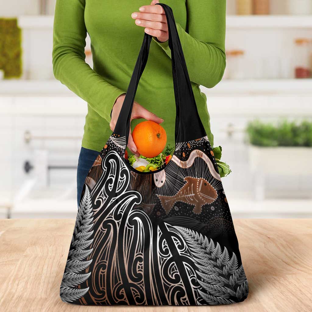 Aotearoa Maori - Australia Indigenous Grocery Bag Koiri Whakairo Mix Aboriginal Art LT7 - Polynesian Pride