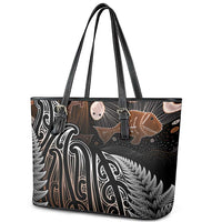 Aotearoa Maori - Australia Indigenous Leather Tote Bag Koiri Whakairo Mix Aboriginal Art - Polynesian Pride