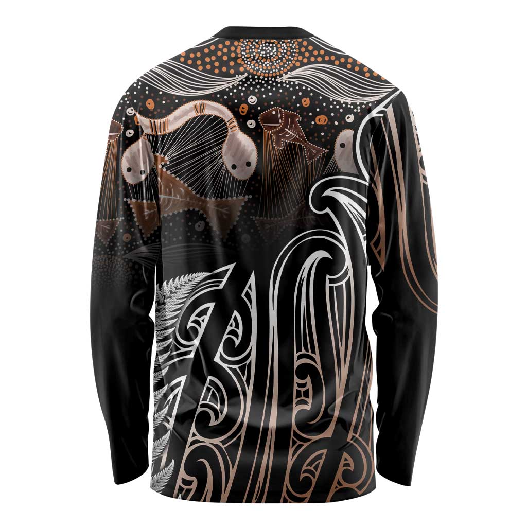 Aotearoa Maori - Australia Indigenous Long Sleeve Shirt Koiri Whakairo Mix Aboriginal Art LT7 - Polynesian Pride