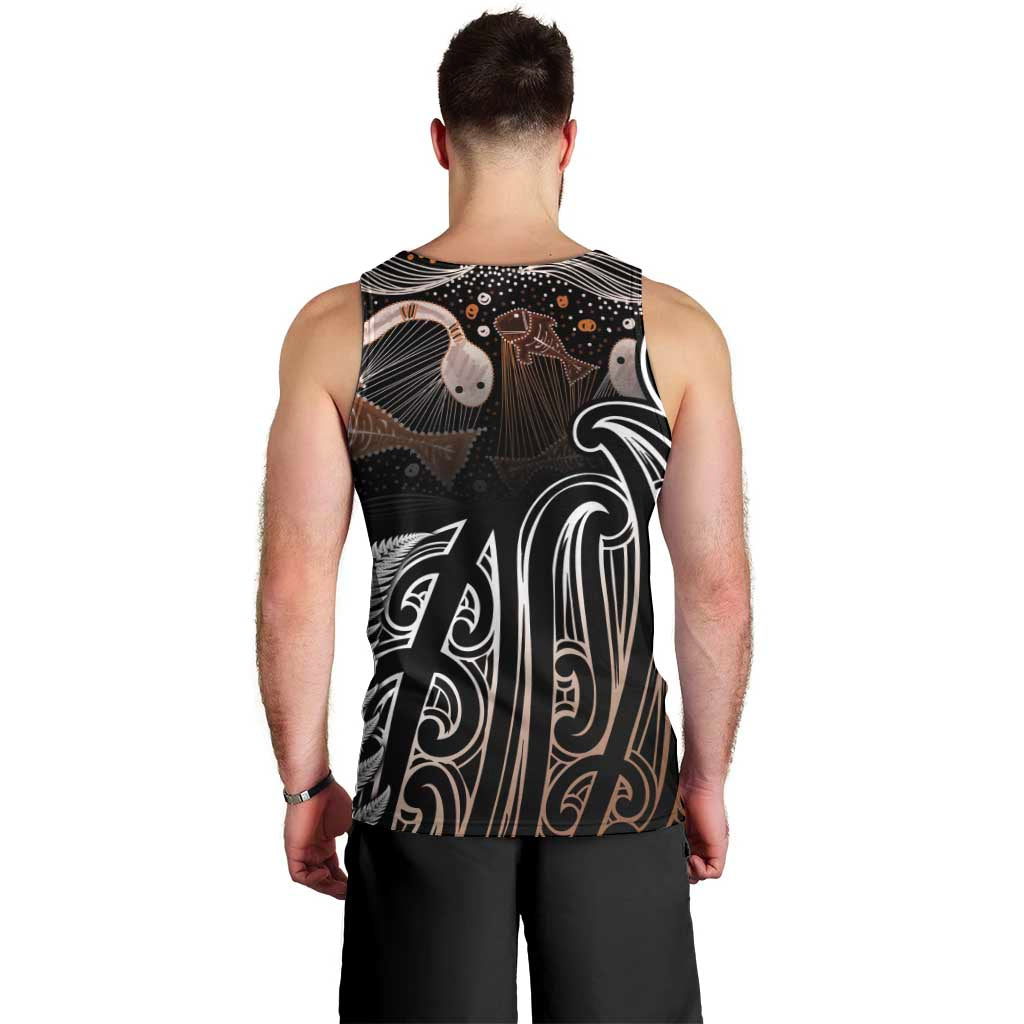 Aotearoa Maori - Australia Indigenous Men Tank Top Koiri Whakairo Mix Aboriginal Art LT7 - Polynesian Pride