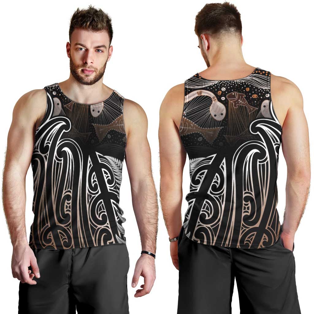 Aotearoa Maori - Australia Indigenous Men Tank Top Koiri Whakairo Mix Aboriginal Art LT7 - Polynesian Pride