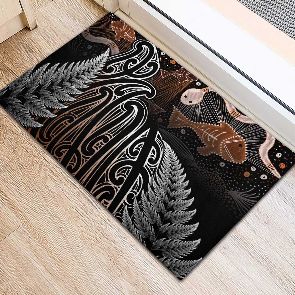 Aotearoa Maori - Australia Indigenous Rubber Doormat Koiri Whakairo Mix Aboriginal Art LT7 - Polynesian Pride