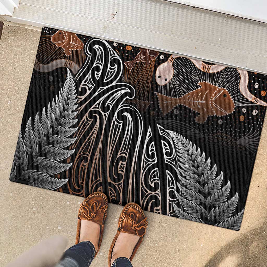 Aotearoa Maori - Australia Indigenous Rubber Doormat Koiri Whakairo Mix Aboriginal Art LT7 - Polynesian Pride