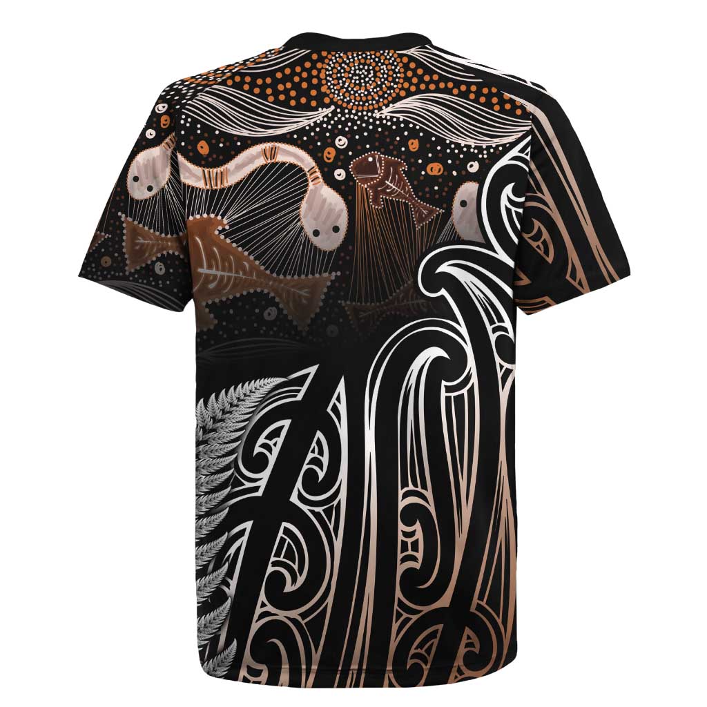 Aotearoa Maori - Australia Indigenous Rugby Jersey Koiri Whakairo Mix Aboriginal Art LT7 - Polynesian Pride