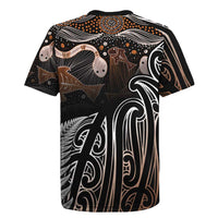 Aotearoa Maori - Australia Indigenous Rugby Jersey Koiri Whakairo Mix Aboriginal Art LT7 - Polynesian Pride