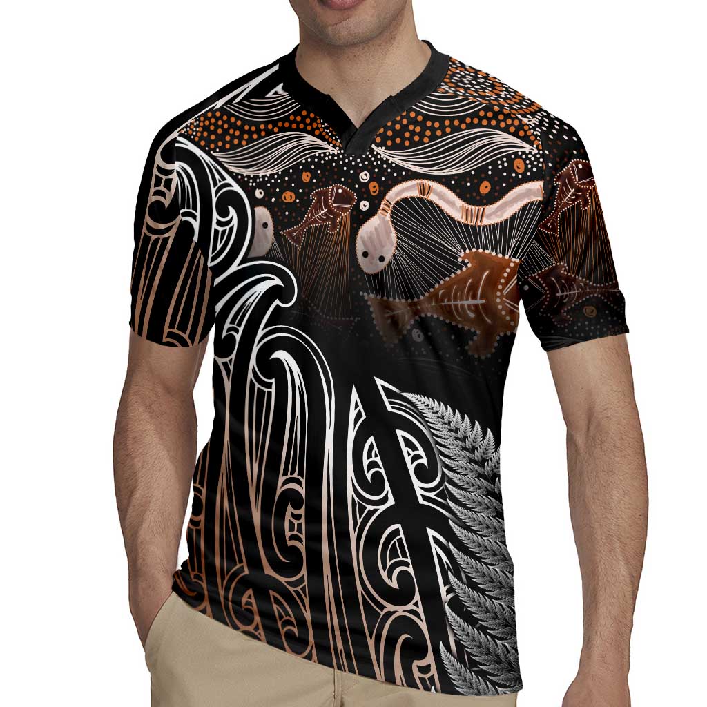Aotearoa Maori - Australia Indigenous Rugby Jersey Koiri Whakairo Mix Aboriginal Art LT7 - Polynesian Pride