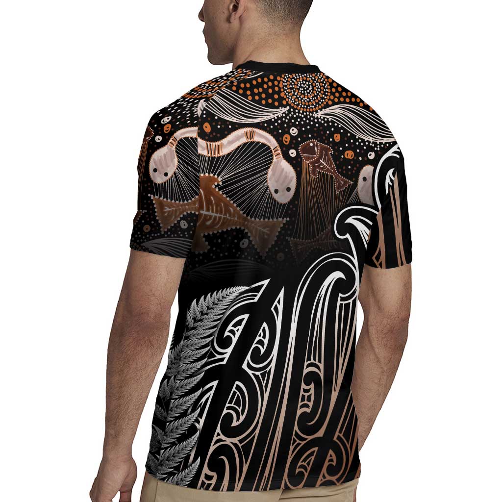 Aotearoa Maori - Australia Indigenous Rugby Jersey Koiri Whakairo Mix Aboriginal Art LT7 - Polynesian Pride