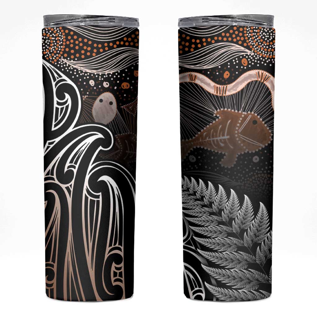 Aotearoa Maori - Australia Indigenous Skinny Tumbler Koiri Whakairo Mix Aboriginal Art - Polynesian Pride