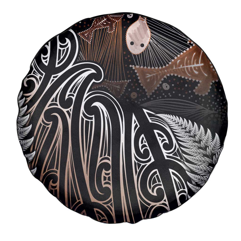 Aotearoa Maori - Australia Indigenous Spare Tire Cover Koiri Whakairo Mix Aboriginal Art - Polynesian Pride