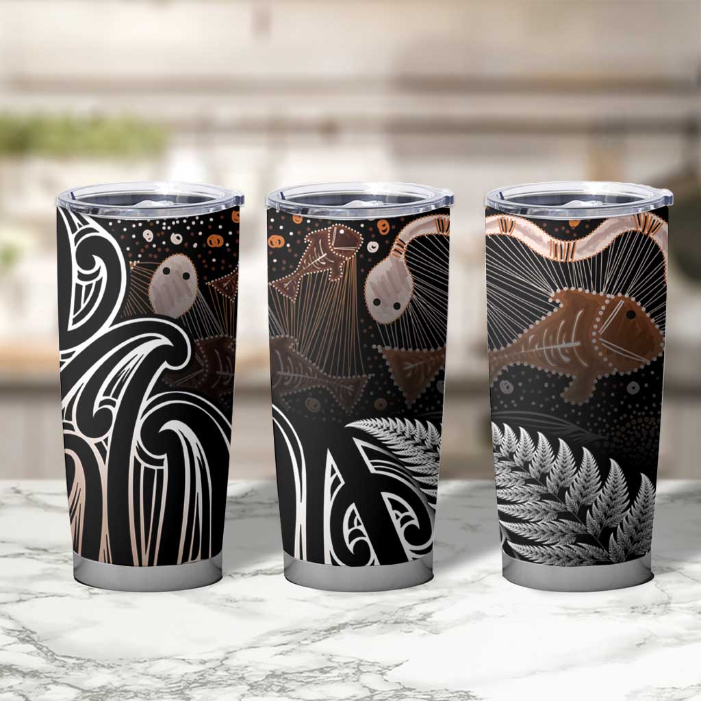 Aotearoa Maori - Australia Indigenous Tumbler Cup Koiri Whakairo Mix Aboriginal Art - Polynesian Pride