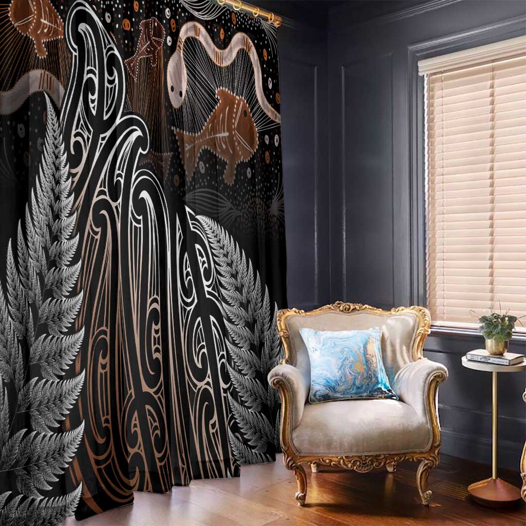 Aotearoa Maori - Australia Indigenous Window Curtain Koiri Whakairo Mix Aboriginal Art - Polynesian Pride