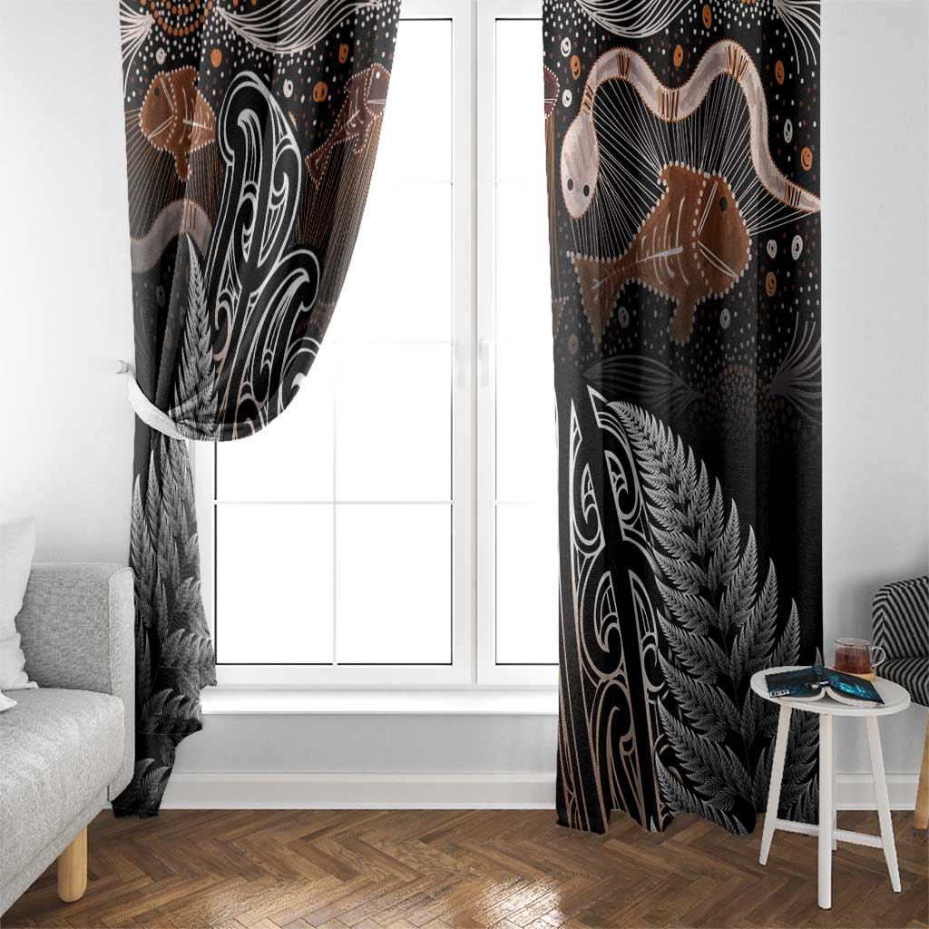 Aotearoa Maori - Australia Indigenous Window Curtain Koiri Whakairo Mix Aboriginal Art - Polynesian Pride