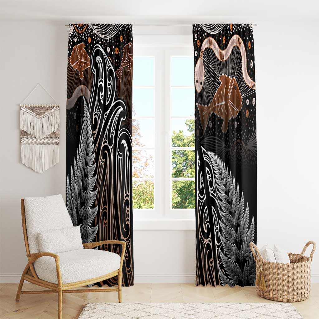 Aotearoa Maori - Australia Indigenous Window Curtain Koiri Whakairo Mix Aboriginal Art - Polynesian Pride