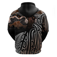 Aotearoa Maori - Australia Indigenous Zip Hoodie Koiri Whakairo Mix Aboriginal Art - Polynesian Pride