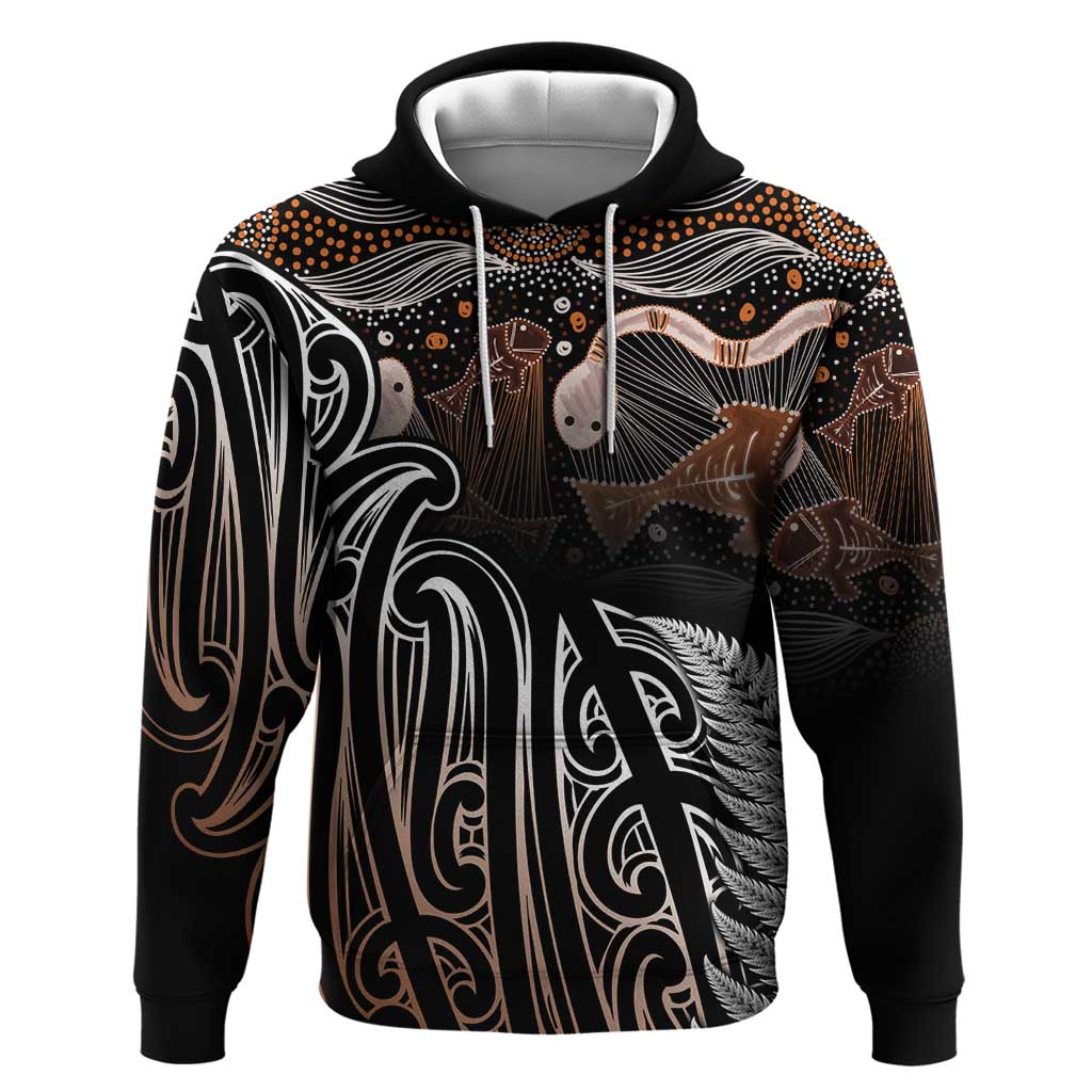 Aotearoa Maori - Australia Indigenous Zip Hoodie Koiri Whakairo Mix Aboriginal Art - Polynesian Pride