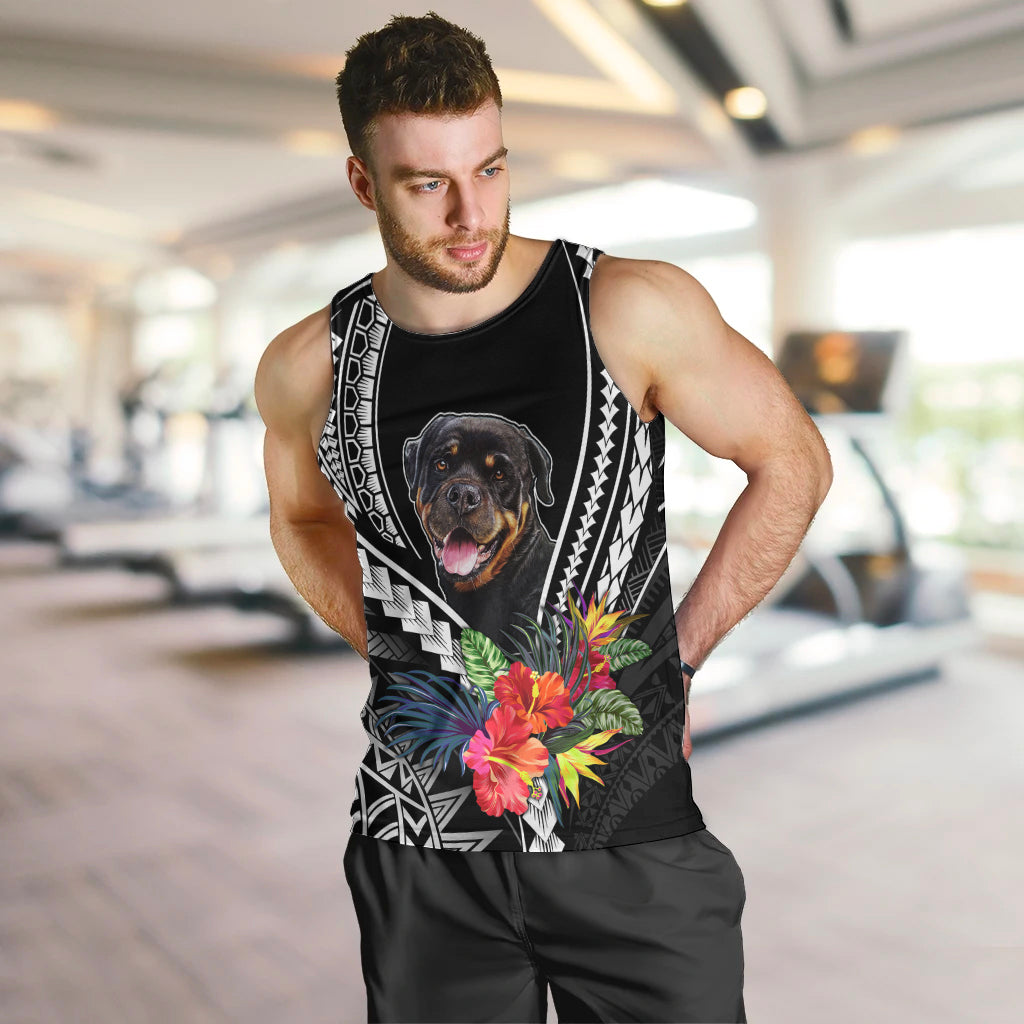 Personalised Polynesian Dog Men Tank Top Rottweiler With Polynesia Pattern Curve Style LT7 - Polynesian Pride