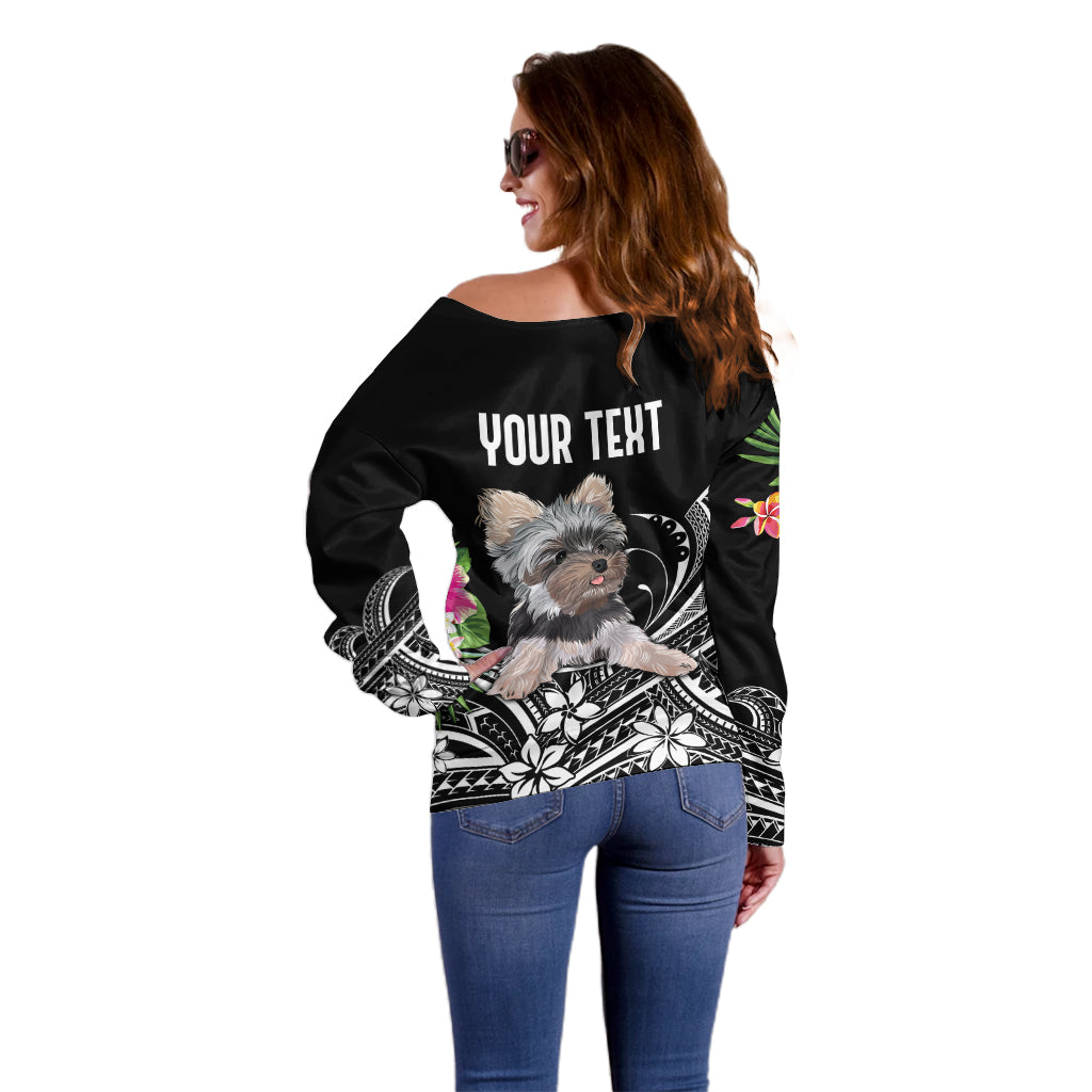 Personalised Polynesian Off Shoulder Sweater With Yorkshire Terrier Floral Style LT7 - Polynesian Pride