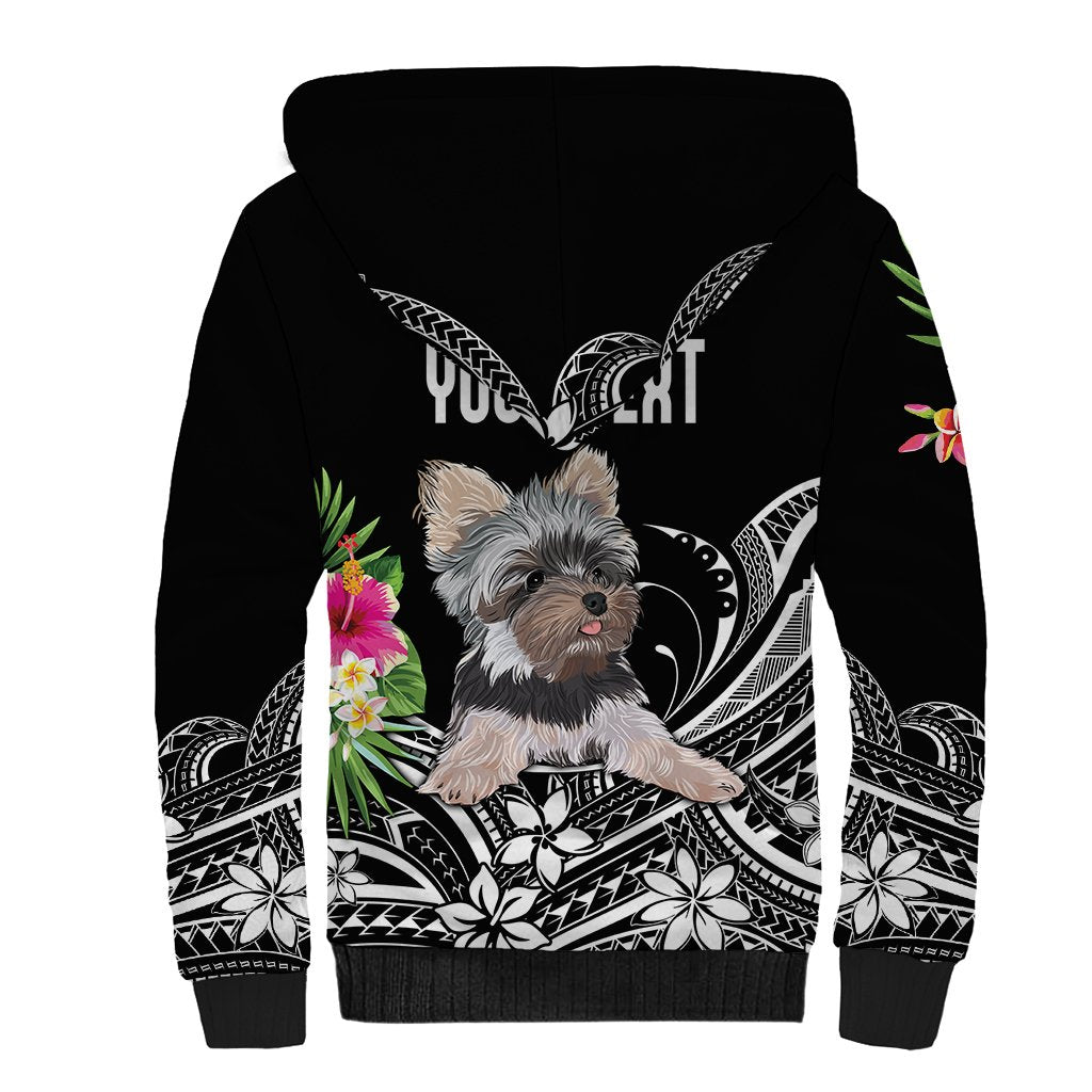 Personalised Polynesian Sherpa Hoodie With Yorkshire Terrier Floral Style LT7 - Polynesian Pride