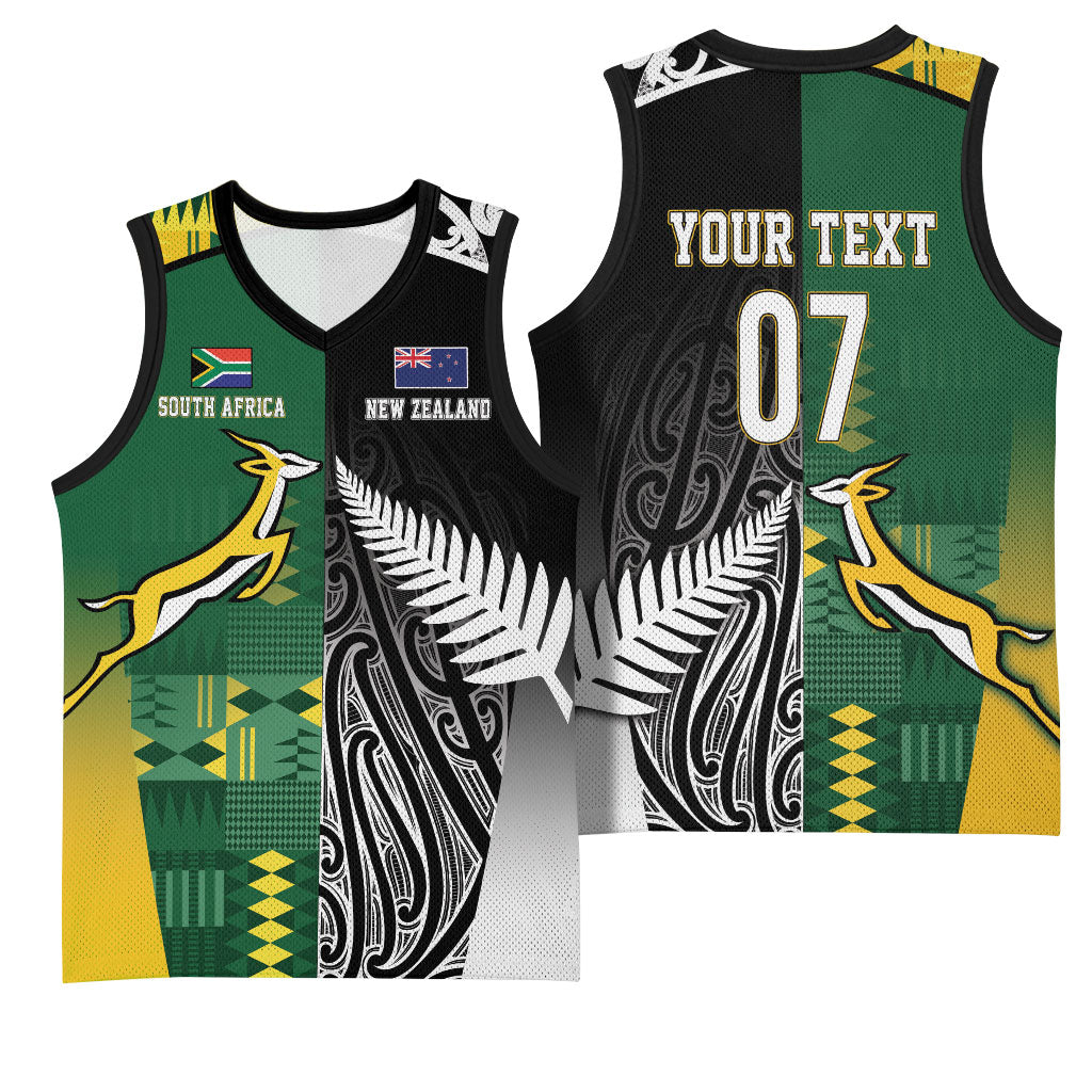 Custom Rugby South Africa New Zealand Greatest Rivals Basketball Jersey Tribal Motifs LT7 - Polynesian Pride