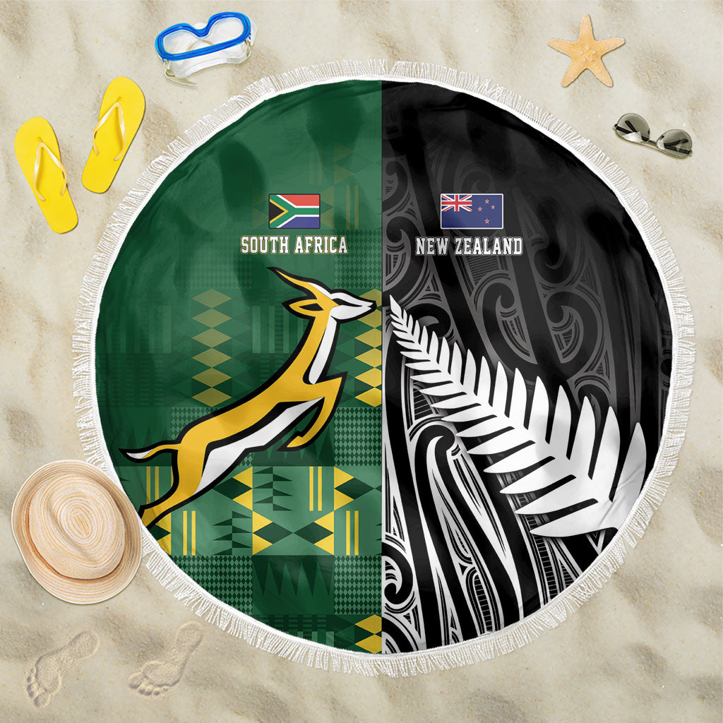 Rugby South Africa New Zealand Greatest Rivals Beach Blanket Tribal Motifs LT7 One Size 150cm Multicolor - Polynesian Pride