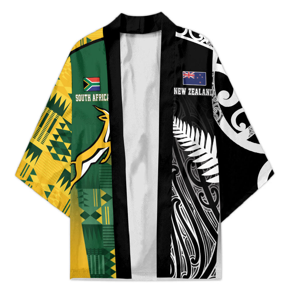 Custom Rugby South Africa New Zealand Greatest Rivals Kimono Tribal Motifs LT7 Unisex Multicolor - Polynesian Pride