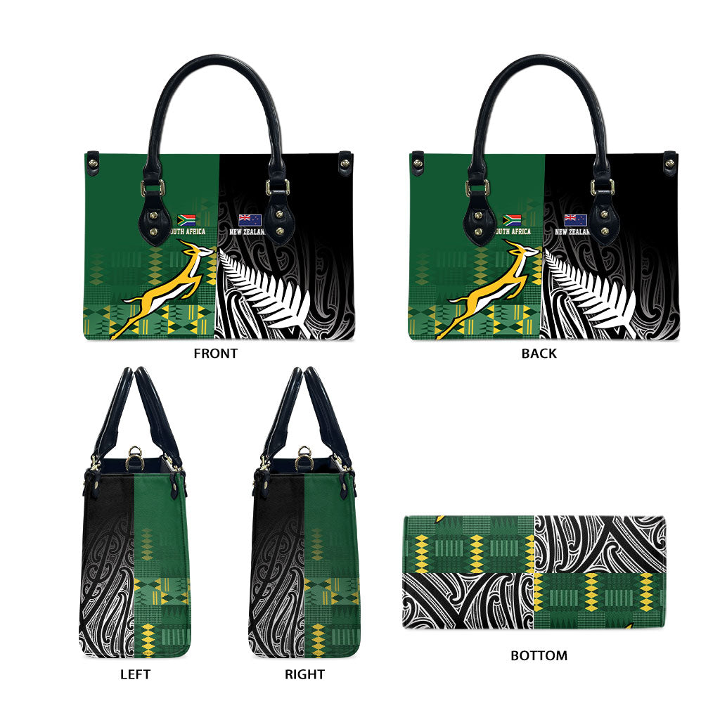 Rugby South Africa New Zealand Greatest Rivals Leather Bag Tribal Motifs LT7 - Polynesian Pride