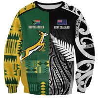 Custom Rugby South Africa New Zealand Greatest Rivals Sweatshirt Tribal Motifs LT7 Unisex Multicolor - Polynesian Pride
