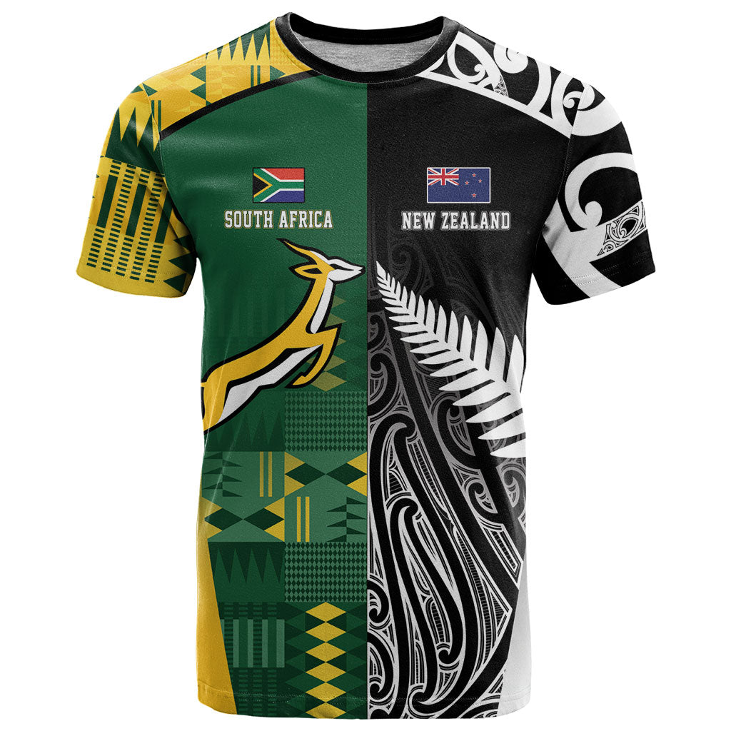 Custom Rugby South Africa New Zealand Greatest Rivals T Shirt Tribal Motifs