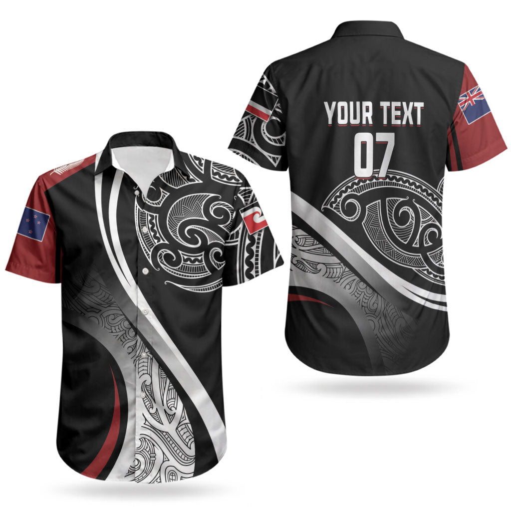 Aotearoa Maori Rugby Custom Couples Matching Short Sleeve Bodycon Dress and Hawaiian Shirt Kapa O Pango LT7 - Polynesian Pride