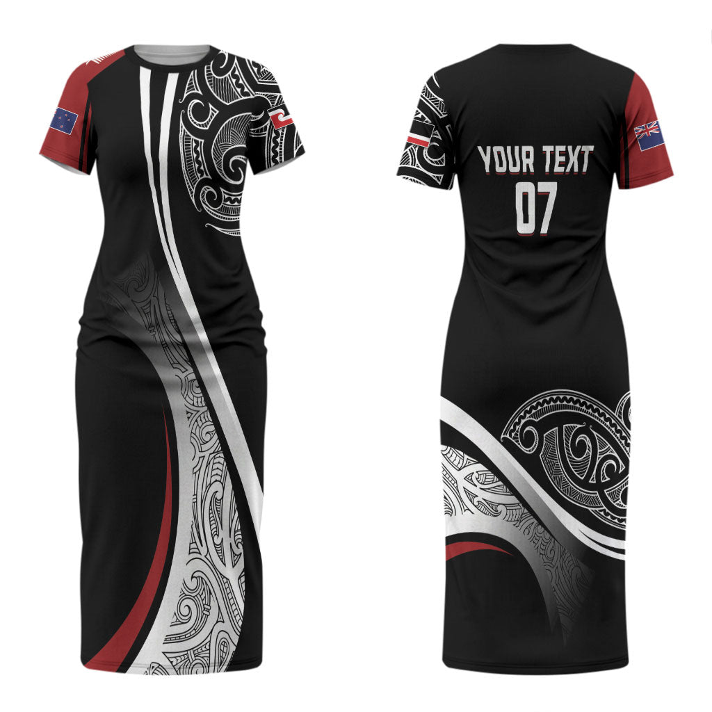 Aotearoa Maori Rugby Custom Couples Matching Short Sleeve Bodycon Dress and Hawaiian Shirt Kapa O Pango LT7 - Polynesian Pride