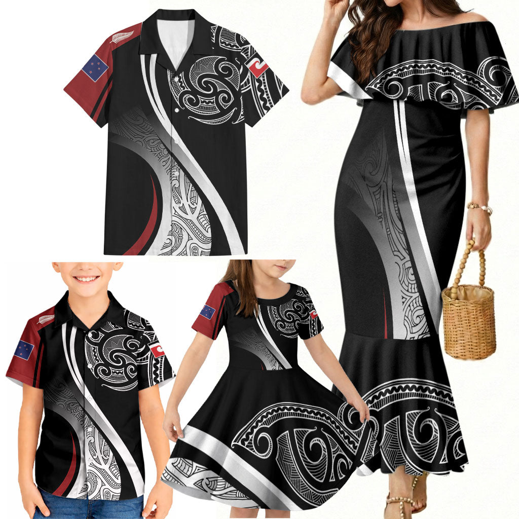 Aotearoa Maori Rugby Custom Family Matching Mermaid Dress and Hawaiian Shirt Kapa O Pango LT7 - Polynesian Pride