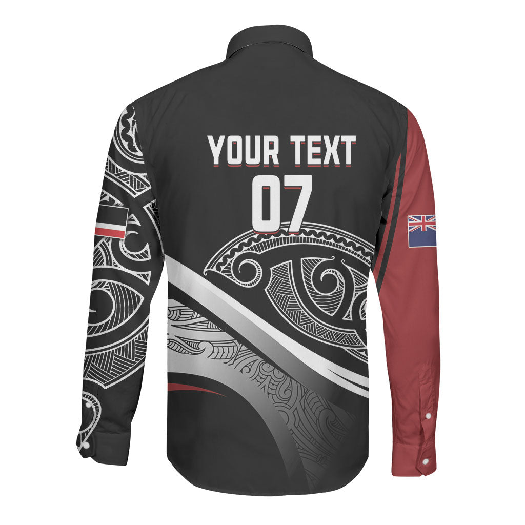 Aotearoa Maori Rugby Custom Long Sleeve Button Shirt Kapa O Pango LT7 - Polynesian Pride