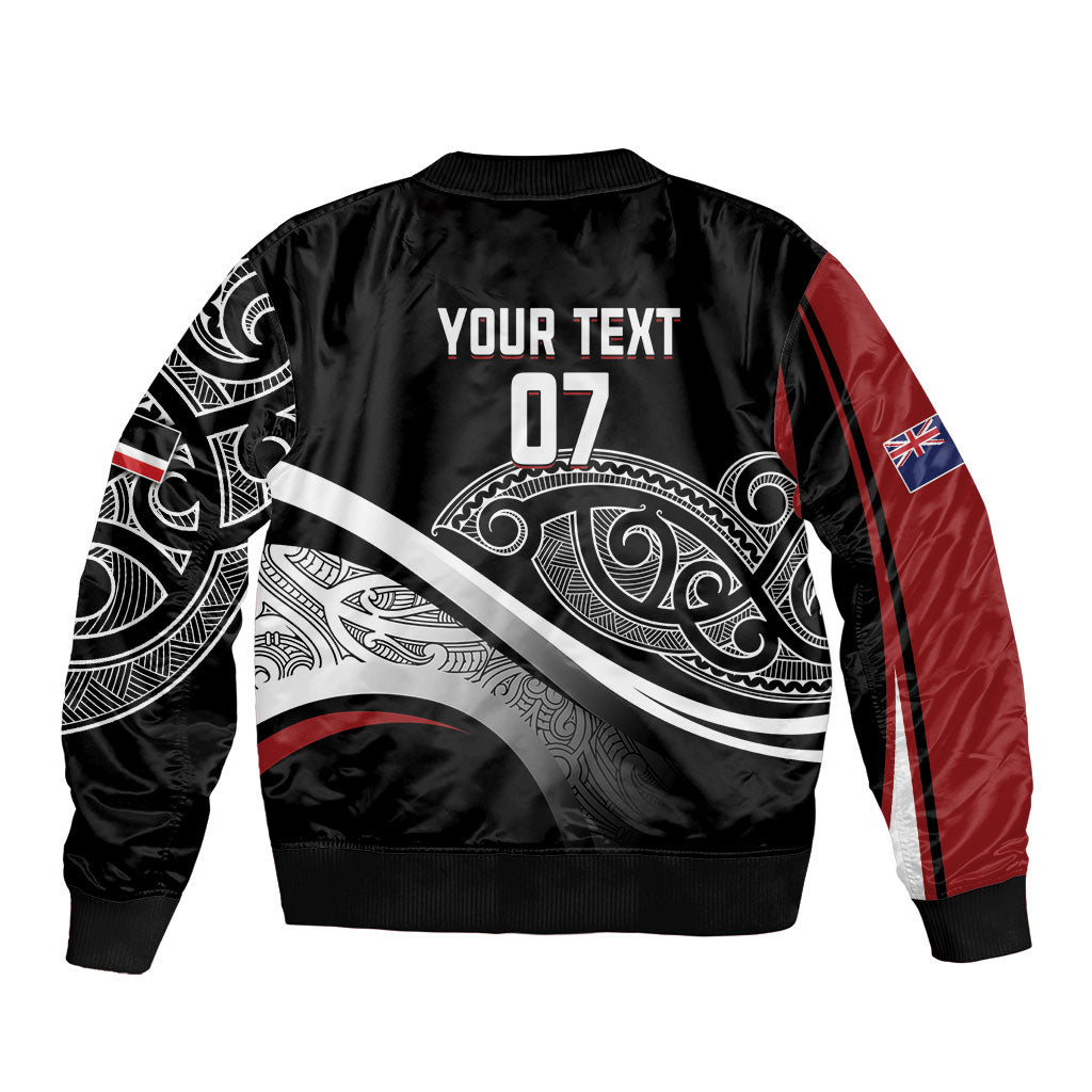 Aotearoa Maori Rugby Custom Sleeve Zip Bomber Jacket Kapa O Pango LT7 - Polynesian Pride