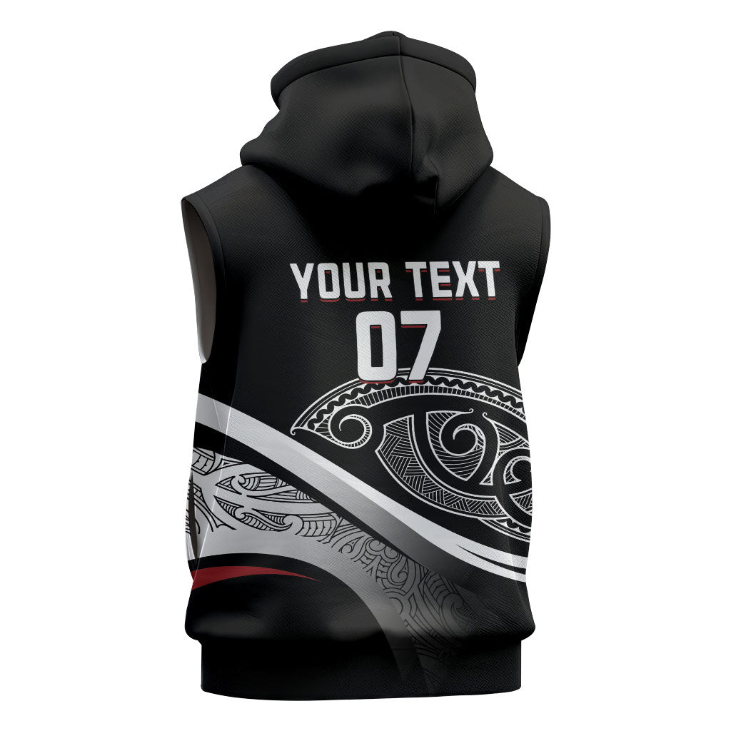 Aotearoa Maori Rugby Custom Sleeveless Zip Hoodie Kapa O Pango LT7 - Polynesian Pride