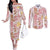 Christmas Aloha Hawaii Tiki Couples Matching Off The Shoulder Long Sleeve Dress and Long Sleeve Button Shirt Hibiscus Spring Colors - Polynesian Pride