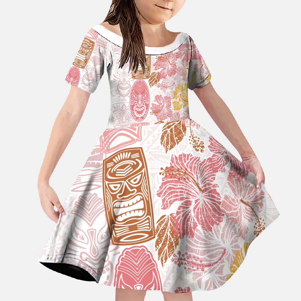 Christmas Aloha Hawaii Tiki Family Matching Off Shoulder Maxi Dress and Hawaiian Shirt Hibiscus Spring Colors - Polynesian Pride