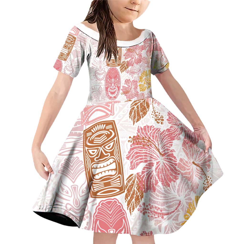 Christmas Aloha Hawaii Tiki Family Matching Off Shoulder Short Dress and Hawaiian Shirt Hibiscus Spring Colors - Polynesian Pride