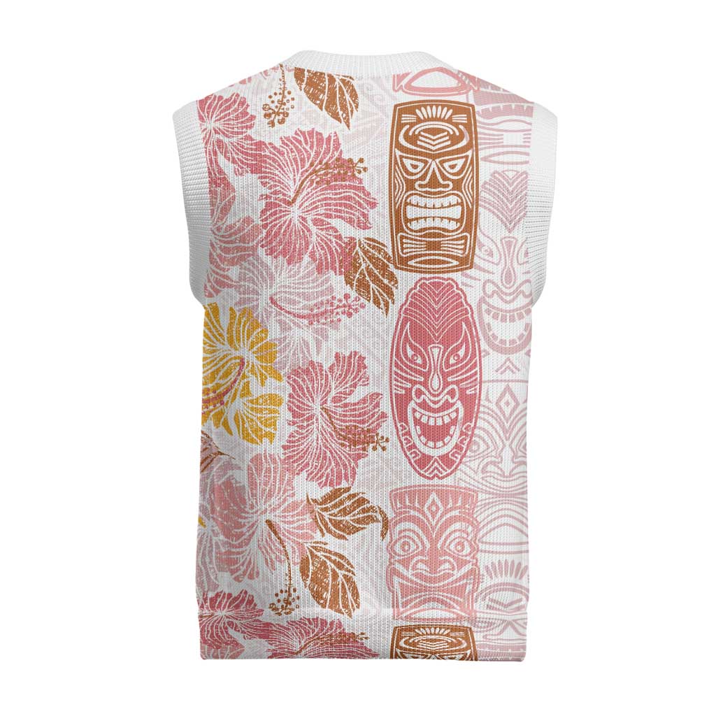 Christmas Aloha Hawaii Tiki Christmas Knitted V-Neck Vest Hibiscus Spring Colors - Polynesian Pride