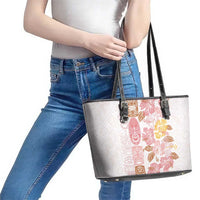 Christmas Aloha Hawaii Tiki Leather Tote Bag Hibiscus Spring Colors - Polynesian Pride