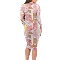 Christmas Aloha Hawaii Tiki Long Sleeve Bodycon Dress Hibiscus Spring Colors - Polynesian Pride