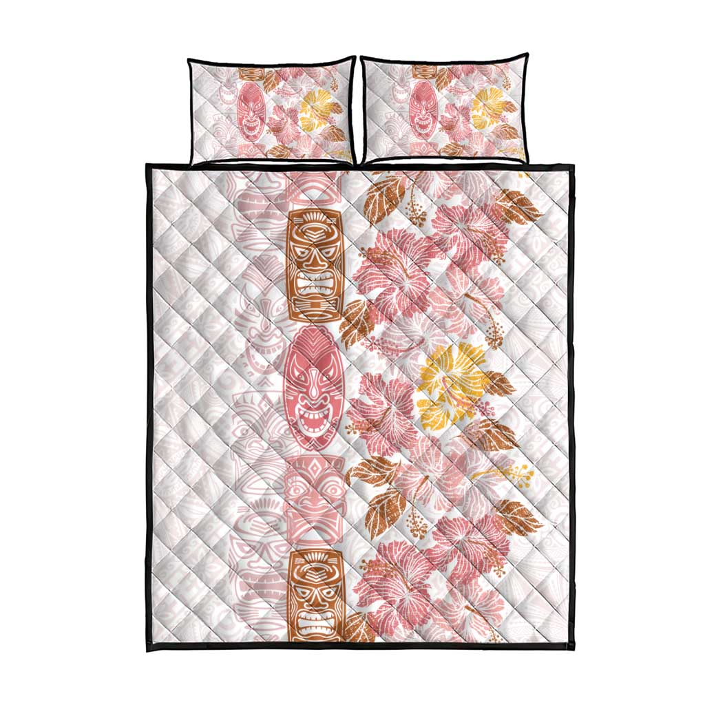 Christmas Aloha Hawaii Tiki Quilt Bed Set Hibiscus Spring Colors - Polynesian Pride