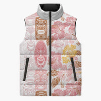 Christmas Aloha Hawaii Tiki Sleeveless Puffer Jacket Hibiscus Spring Colors - Polynesian Pride